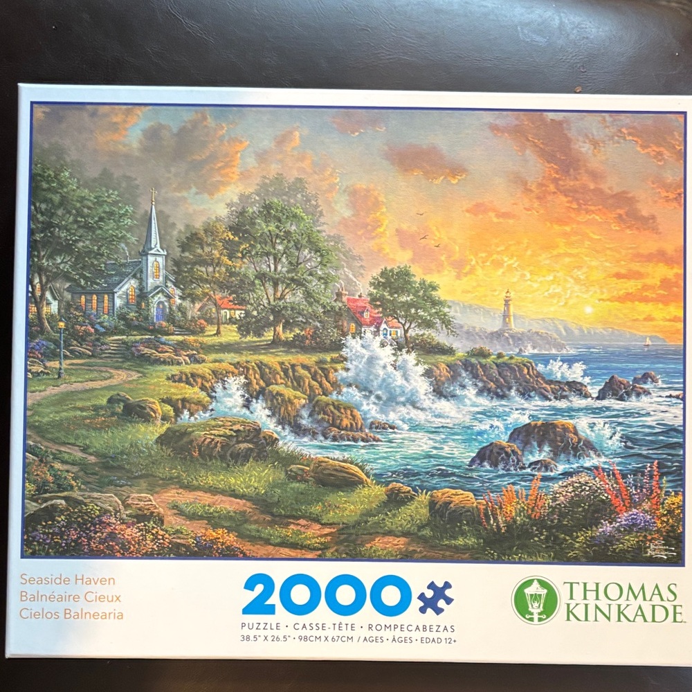 NWT Ceaco Thomas Kinkade 2000 piece puzzle, Seaside Haven. Sealed in box.
